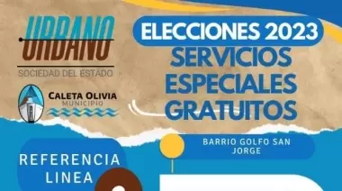 Urbano S.E. funcionara con horarios especiales y gratuitos el domingo de elecciones