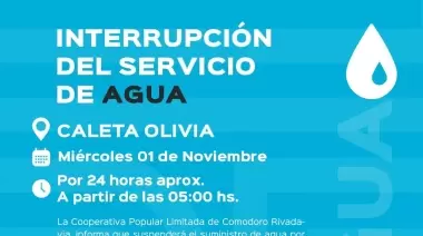 Interrupción en el servicio de agua