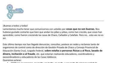 Valdocco aclara que no participa ni promociona organizaciones piramidales e investigará a su personal