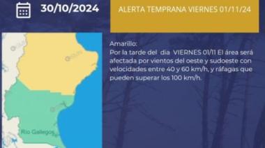 Alerta amarilla por vientos intensos en Santa Cruz