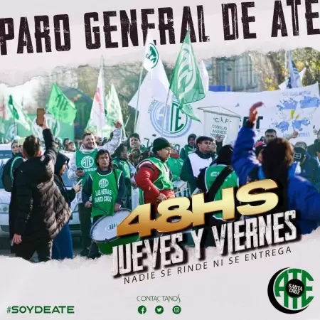 ATE Santa Cruz convoca a Paro General de 48 horas por falta de propuesta salarial