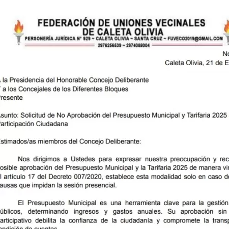 Rechazo de la FUVECO a la sesión virtual del presupuesto 2025